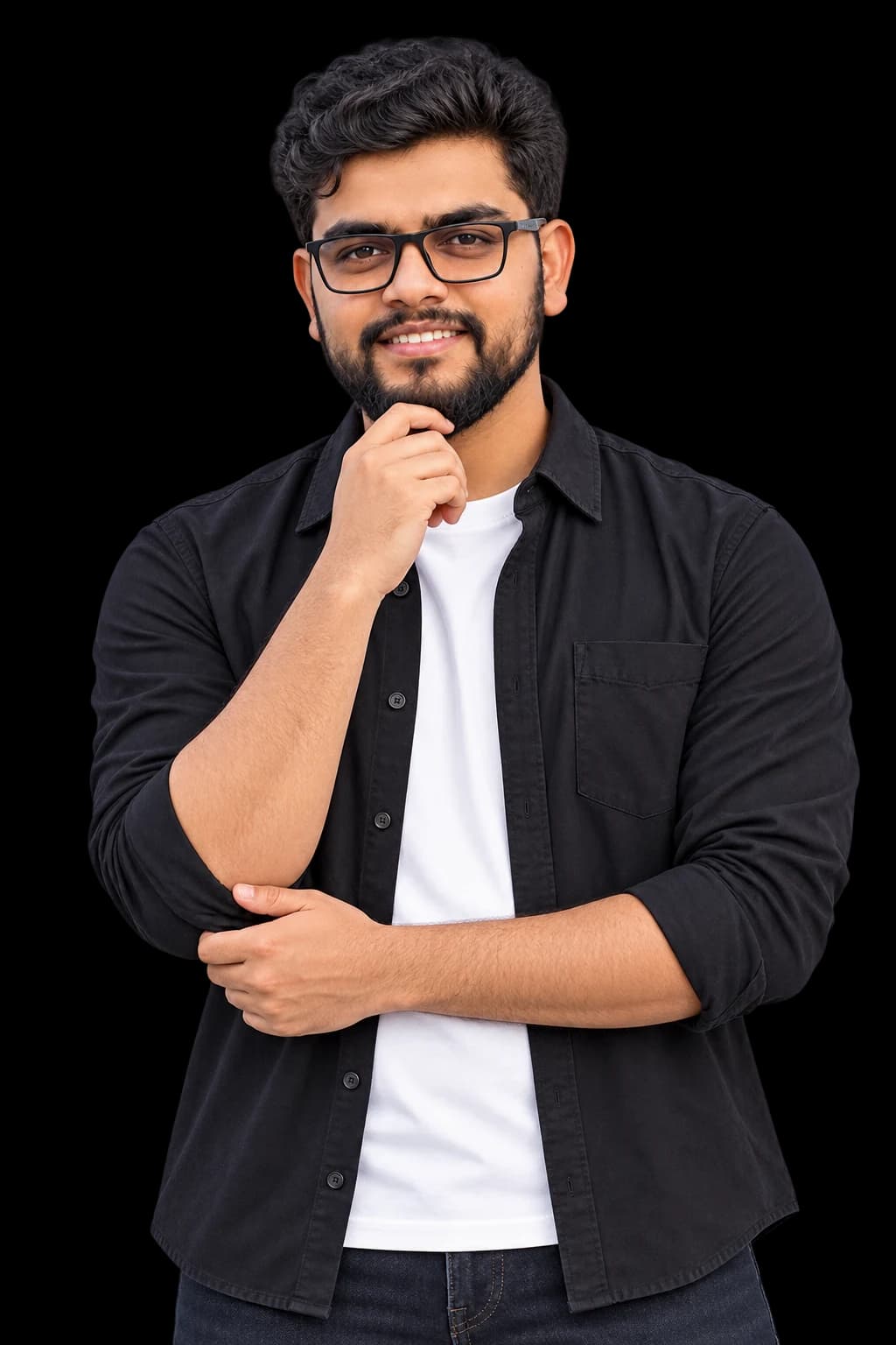 Al Mamun smiling with glasses and softly curled hair